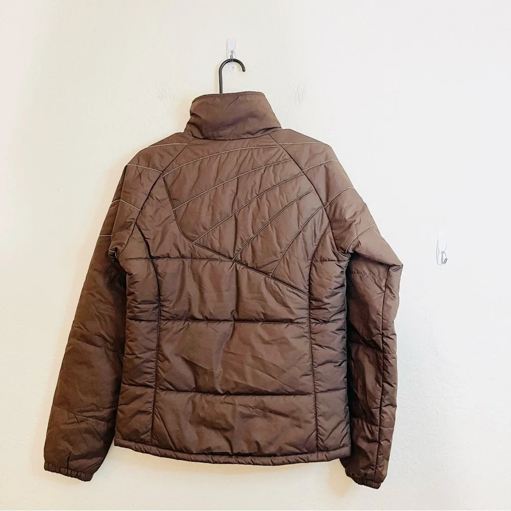 Columbia Puffer Quilted Full Zip Girls Jacket 10/12 Brown Pockets
